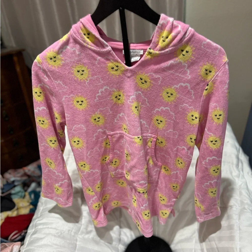 Pottery Barb Kinds Swim cover: Pink Hoodie with Sun and Cloud Print - Picture 2 of 3